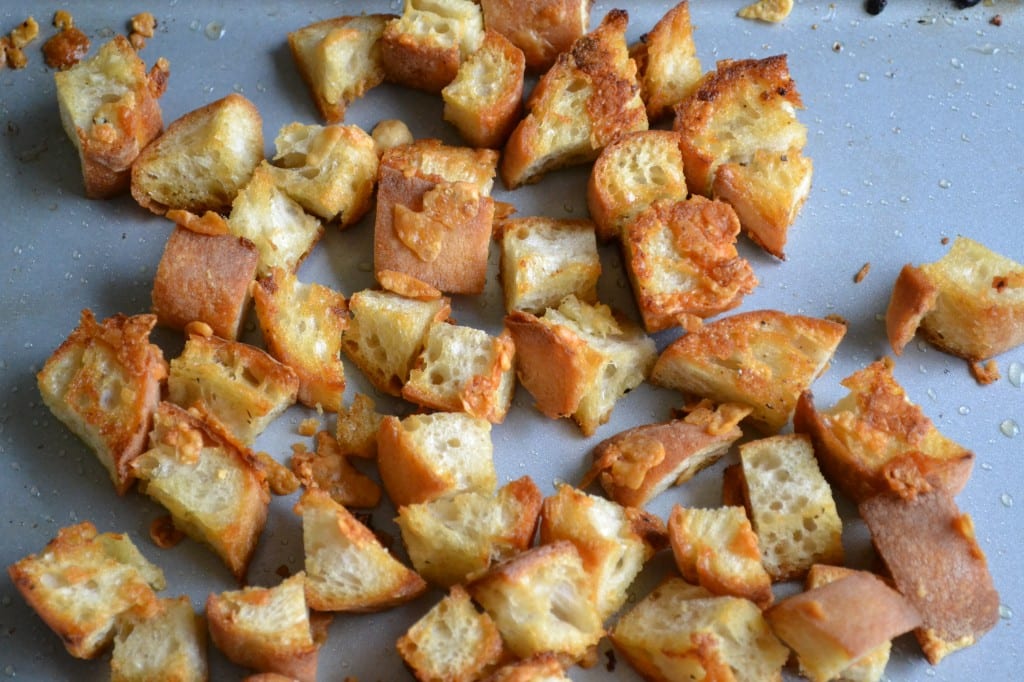 Cheesy Garlic Croutons