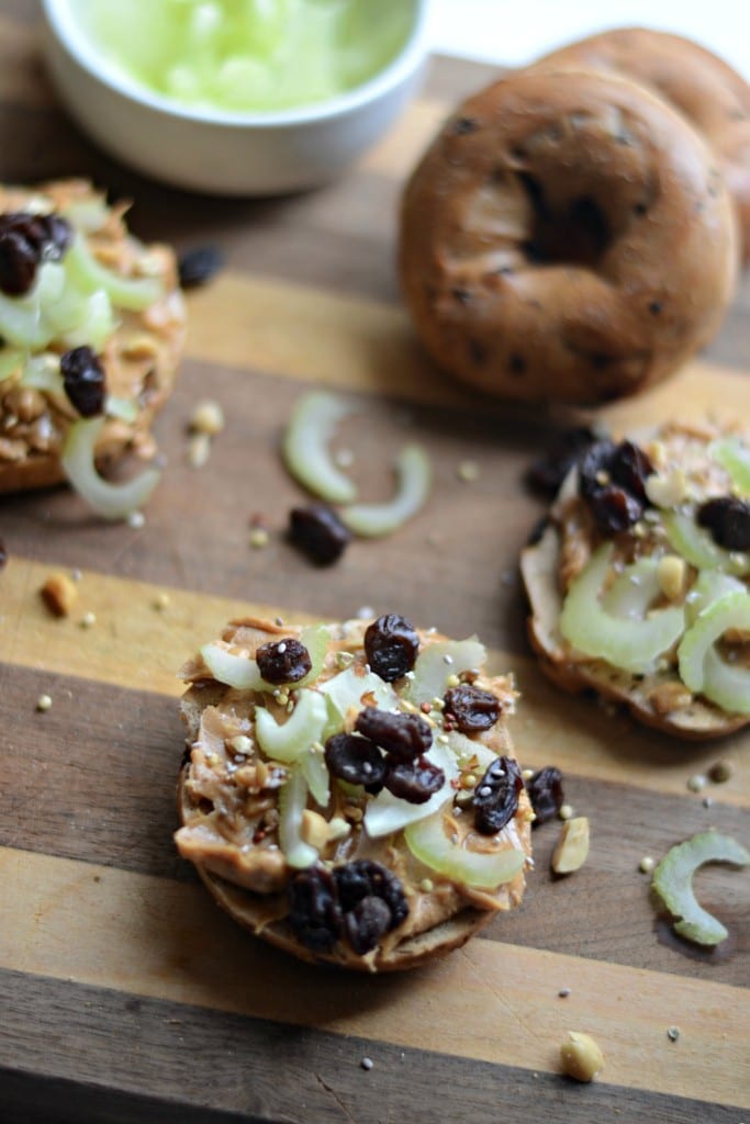 Ants on a Log Snack Bagel | Sarcastic Cooking
