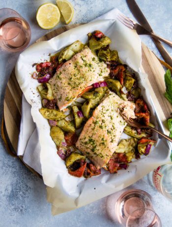 Sheet Pan Spicy Mediterranean Salmon and Veggies | Sarcastic Cooking