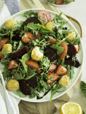 Beet, Strawberry, and Fried Mozzarella Salad - Sarcastic Cooking