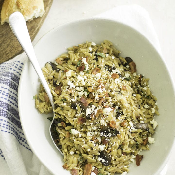Instant Pot Bacon, Caramelized Onion, Mushroom Orzo | sarcastic Cooking