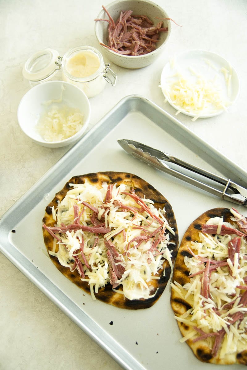 Grilled Reuben Flatbread Pizza Prep | Sarcastic Cooking