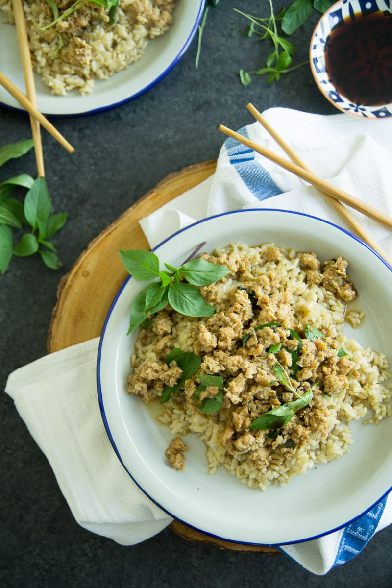 Instant Pot Thai Basil Chicken with rice | Sarcastic Cooking