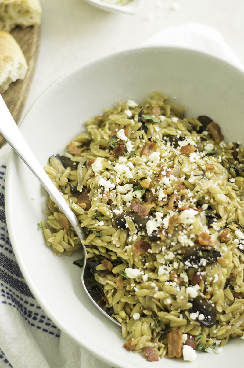 Bacon, Caramelized Onion, & Mushroom Orzo in the Instant Pot | sarcastic Cooking