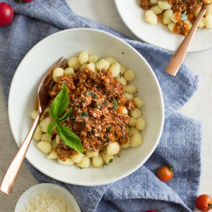 Instant Pot Fresh Tomato Bolognese with Gnocchi - Sarcastic Cooking