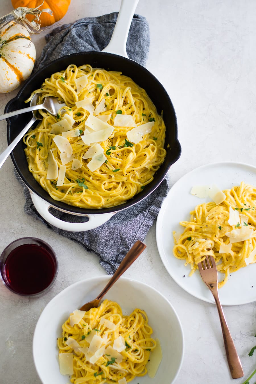 Autumnal Alfredo - made with butternut squash, pumpkin puree, cream, and parmesan cheese | Sarcastic Cooking