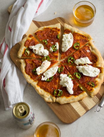 Romesco, Jalpeño, Burrata Pizza - Sarcastic Cooking