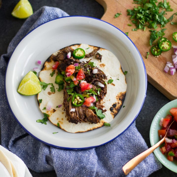 Mole Poblano Carnitas - Instant Pot shredded pork with poblano peppers and easy mole sauce | Sarcastic Cooking
