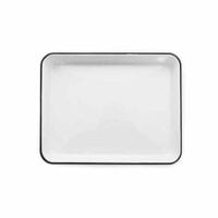 Crow Canyon Home Enamelware Small Rectangular Tray, 11.25" x 9", Vintage White with Black Rim