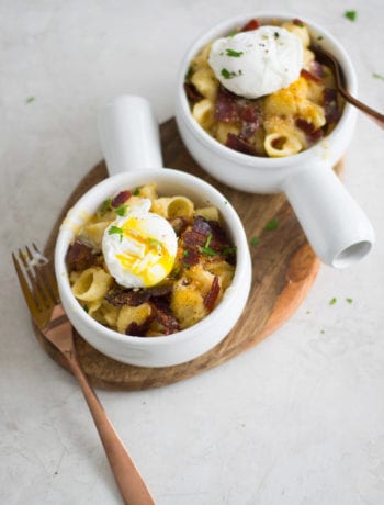 Breakfast Mac & Cheese with poached eggs and bacon | Sarcastic Cooking