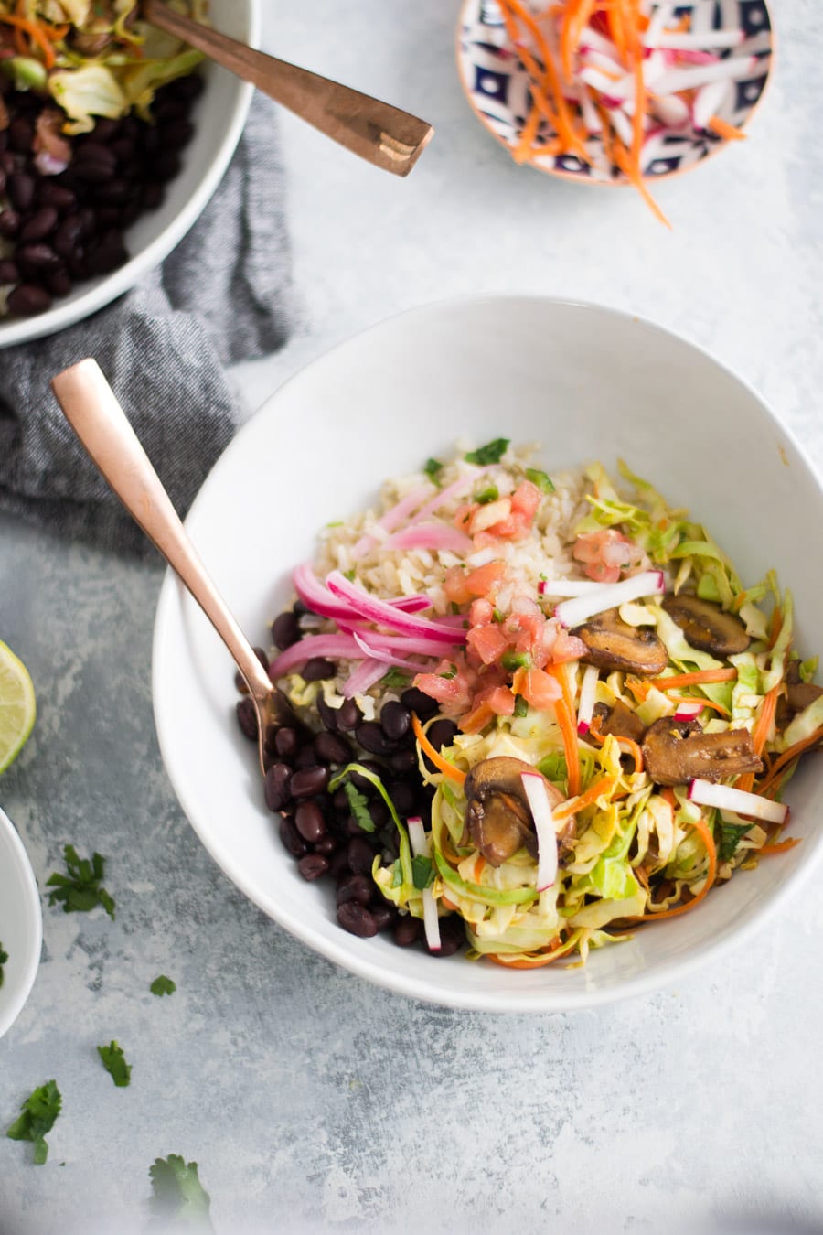 cabbage and mushroom burrito bowls | sarcastic cooking