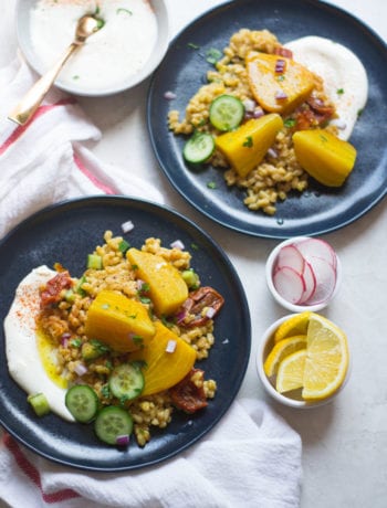 Instant Pot Golden Beet and Farro Salad with whipped feta | Sarcastic Cooking