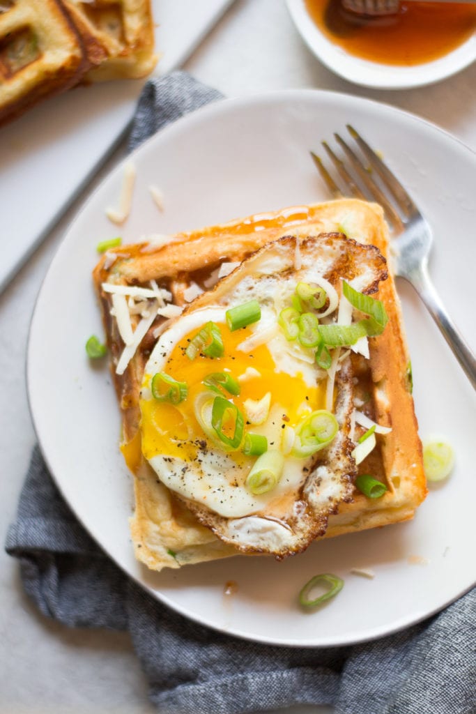 Cheddar Scallion Waffles with a Fried Egg | Sarcastic Cooking