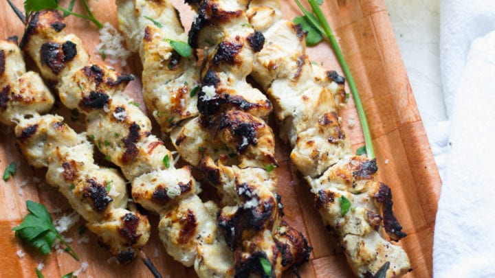 Grilled Garlic Parmesan Chicken Skewers| Sarcastic Cooking