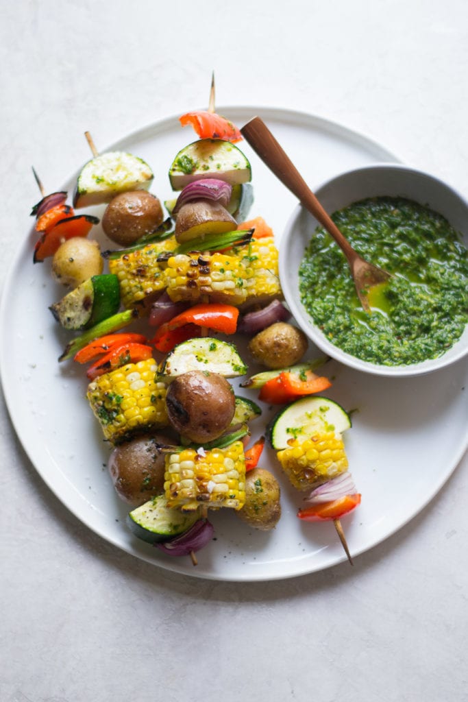 Grilled Vegetable Skewers with Zhoug | Sarcastic Cooking