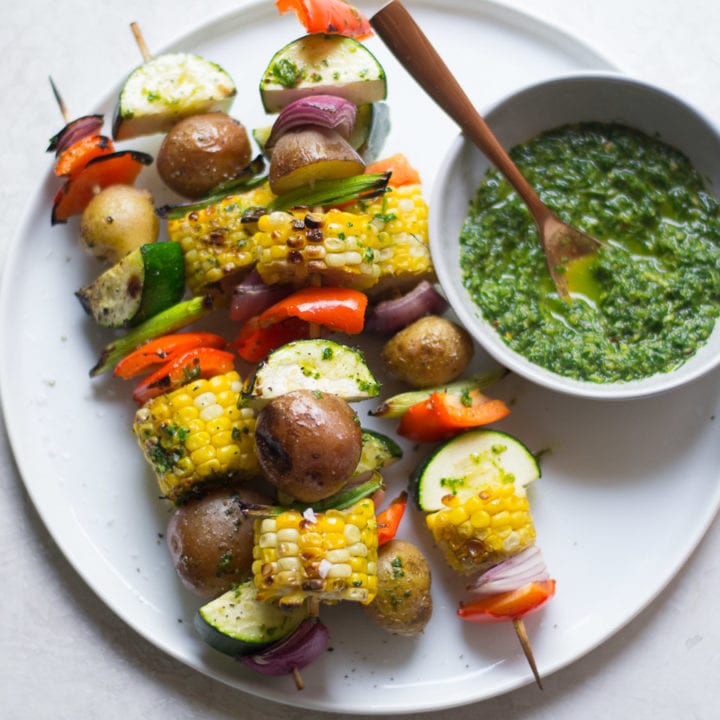 Grilled Vegetable Skewers with Zhoug | Sarcastic Cooking