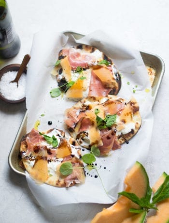 Grilled Burrata, Melon, and Prosciutto Flatbread Pizza | Sarcastic Cooking