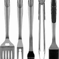 ROMANTICIST 5pc Heavy Duty Grilling Accessories Set - Extra Thick Stainless Steel Grill Set for Barbecue Griddle Outdoor Cooking - Professional & Essential BBQ Accessories for Men Women Grill Master