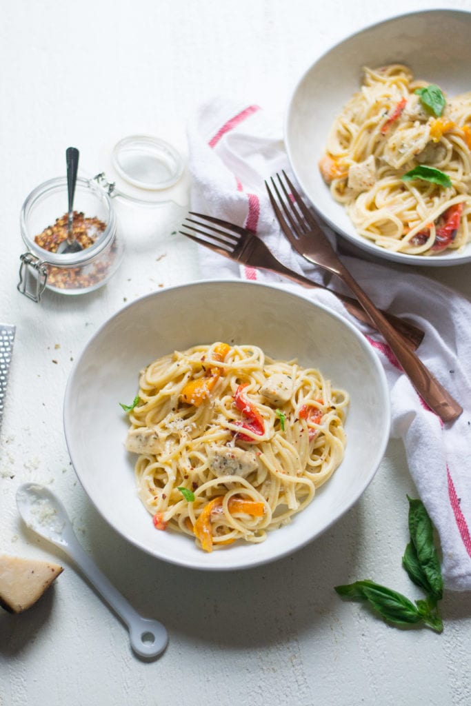 Creamy Instant Pot Chicken and Roasted Red Pepper Spaghetti | Sarcastic Cooking #instantpot