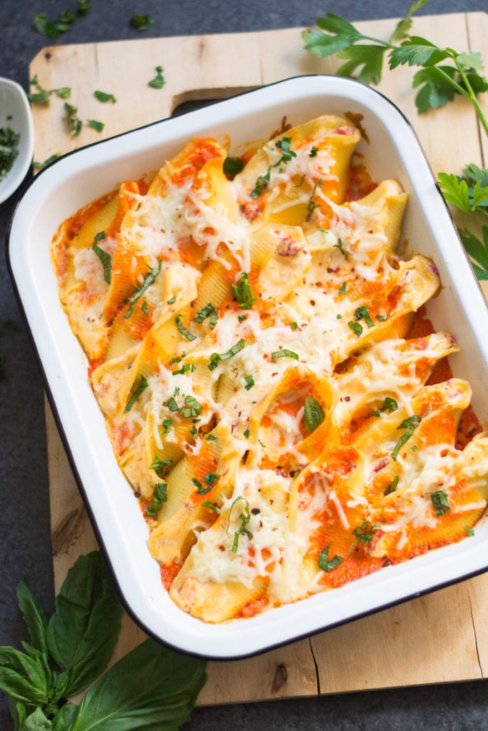 Roasted Red Pepper Stuffed Shells | Sarcastic Cooking