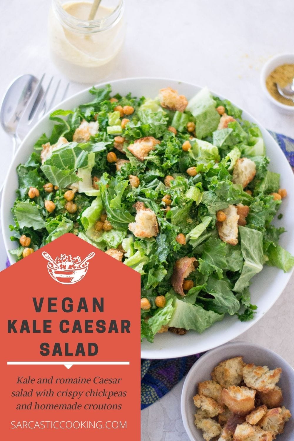 Crispy Chickpea Kale Caesar Salad | sarcastic cooking