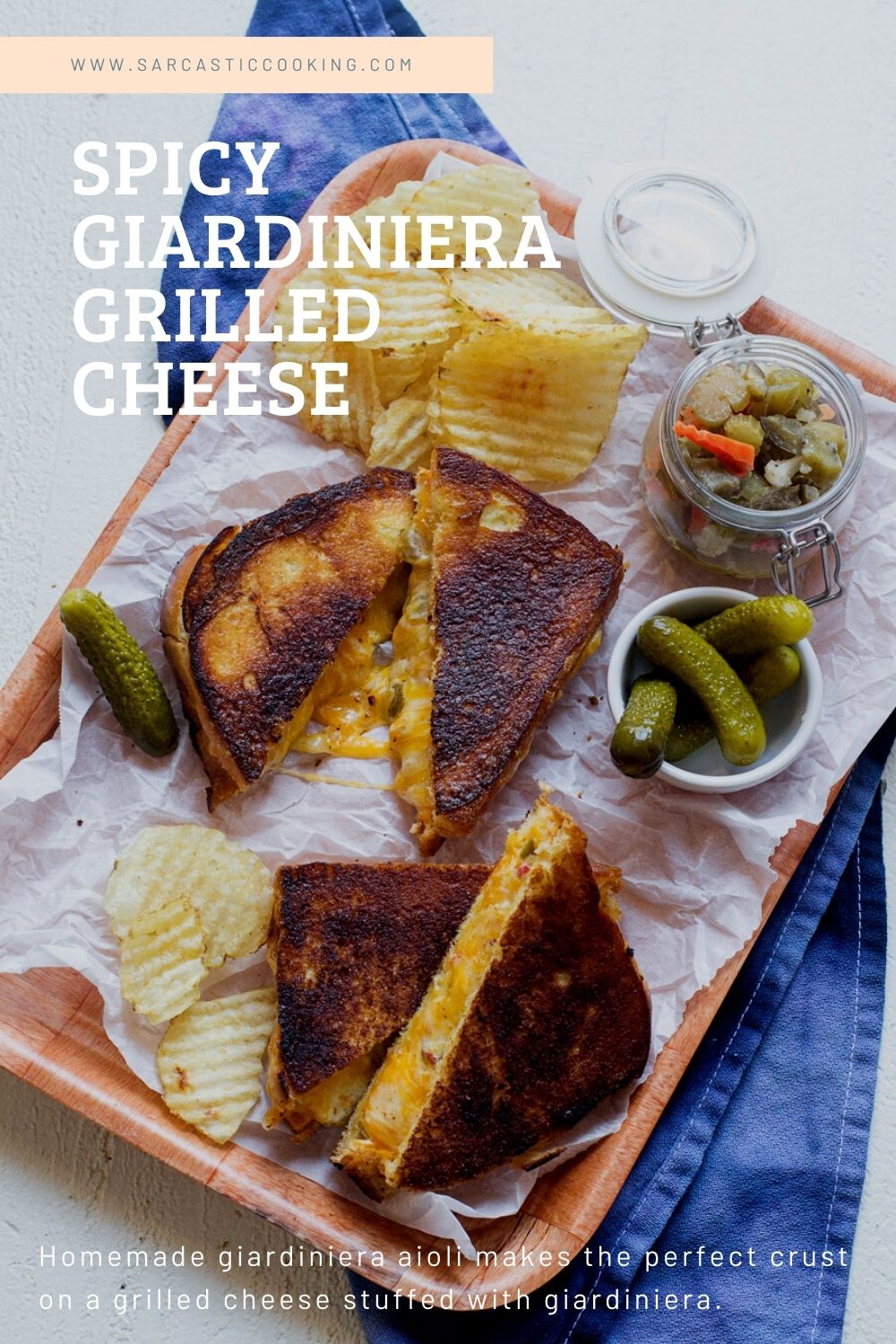 Hot Giardiniera Grilled Cheese Sandwich | Sarcastic Cooking