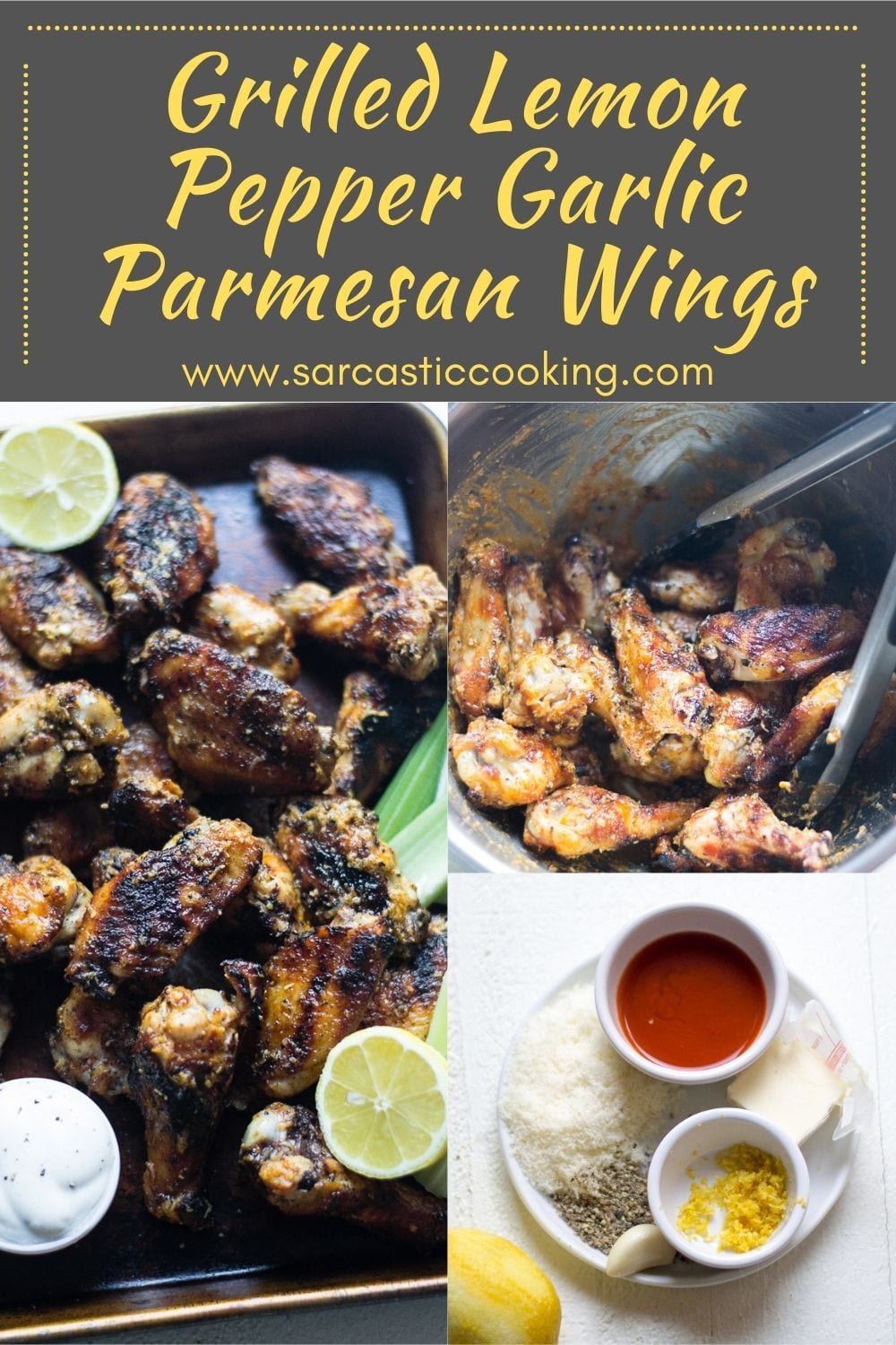 Grilled Lemon Pepper Garlic Parmesan Chicken Wings | Sarcastic Cooking