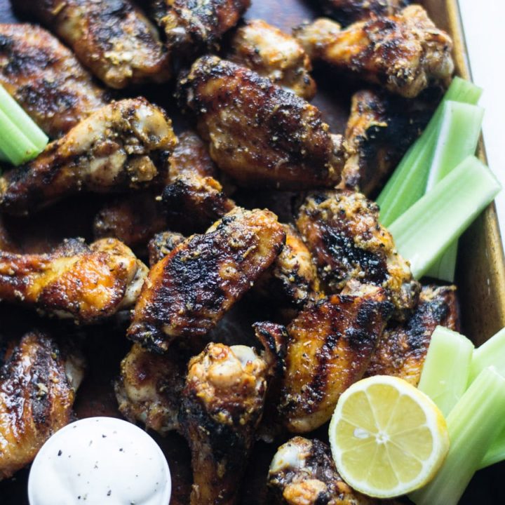 Grilled Lemon Pepper Garlic Parm Wings | Sarcastic Cooking