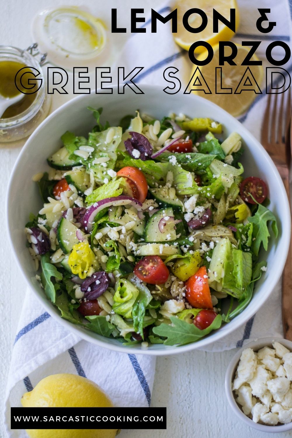 Lemon Orzo Greek Salad | sarcastic Cooking