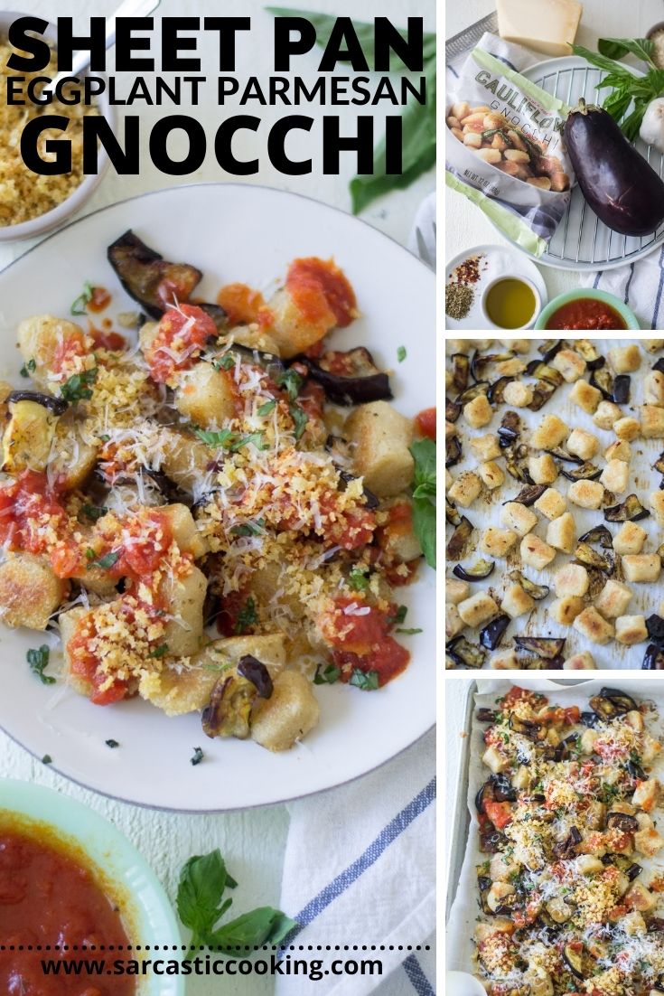 Sheet Pan Baked Eggplant Parmesan Gnocchi | Sarcastic Cooking