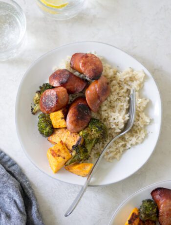 Honey Mustard Sheet Pan Kielbasa, Broccoli, and Sweet Potatoes | Sarcastic Cooking