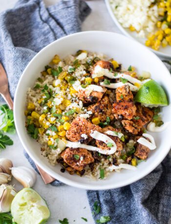 Street Corn Salmon Burrito Bowls | sarcastic Cooking