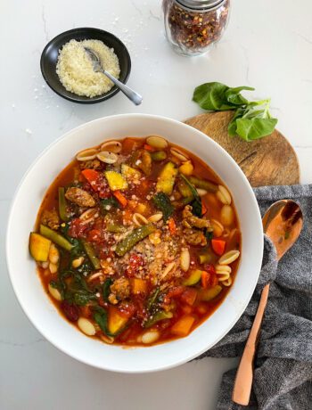 Hearty Minestrone Soup with Italian Sausage | Sarcastic Cooking