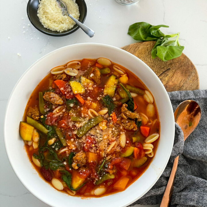 Hearty Minestrone Soup with Italian Sausage | Sarcastic Cooking