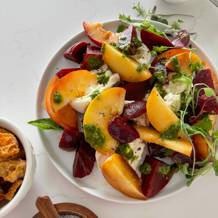 Beet, Burrata, and Peach Salad