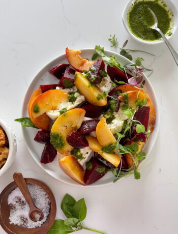 beet, burrata, peach salad - sarcastic cooking